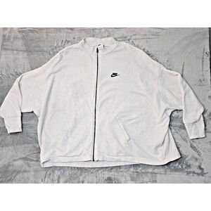Nike Zip Up Essential Women Gray XXL Oversized Fleece Full Zip B0086